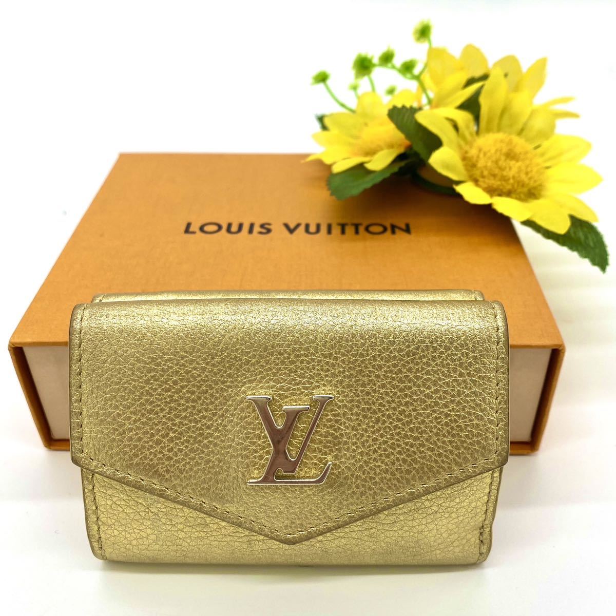 【美品!!】限定モデル LOUIS VUITTON ルイヴィトン ロックミニ 三つ折り財布 ゴールド×シルバー 日本限定 ブランド 鑑定済み■