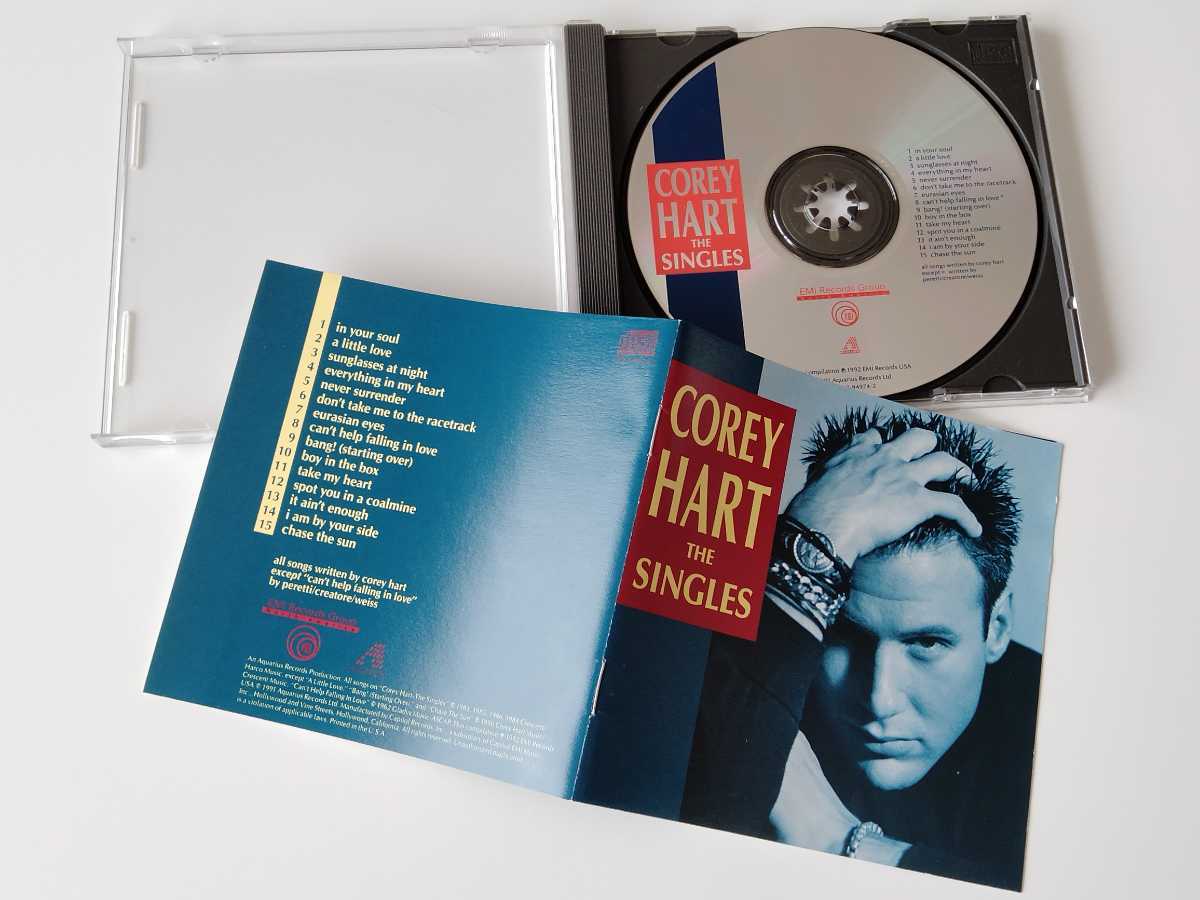 Corey Hart / The Singles CD EMI USA CDP794974-2 92年リリース,'83~'90ヒット曲15曲,Sunglasses At Night,I Am By Your Side,Bang!_画像3