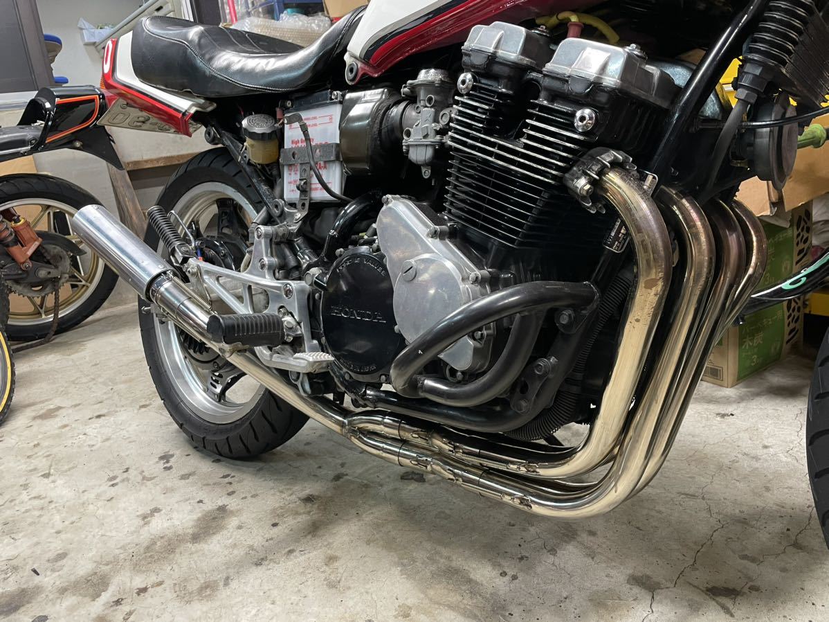①爆音レーサーホンダ CBX400F用集合マフラー(おまけ付き) | e