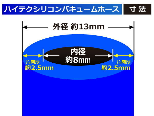 【長さ2メートル】【即納可】シリコンホース TOYOKING製 バキューム ホース 車 内径Φ8mm 青色 ロゴマーク無し 汎用品_画像4