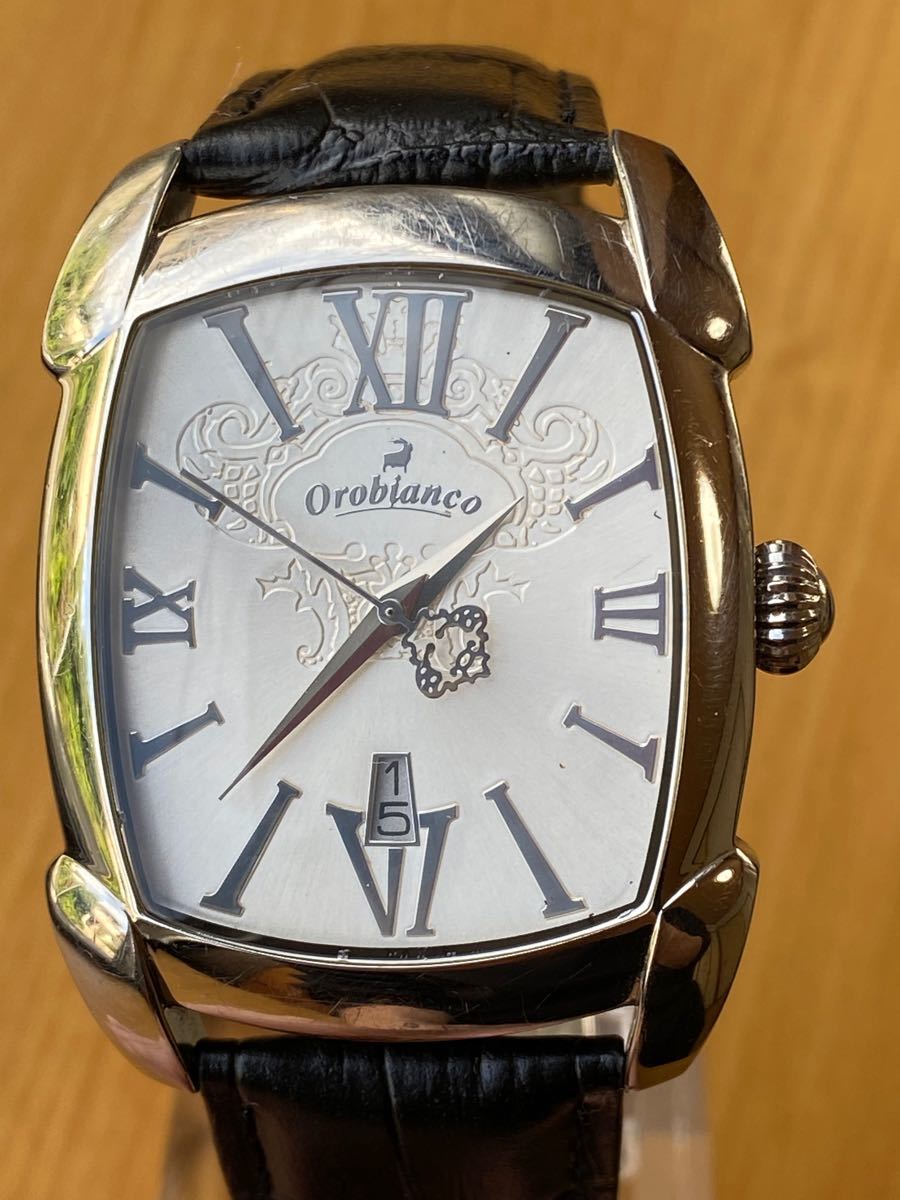 Orobianco オロビアンコ デイト クォーツ【OR-0012】文字盤:シルバー【動作状況:良好】メンズモデル メンズ腕時計