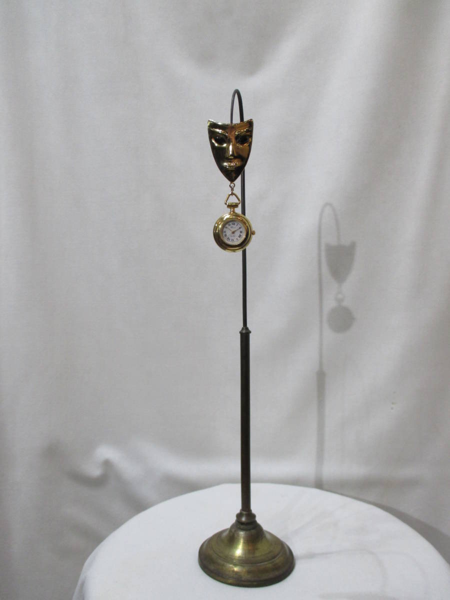 antique Vintege face mask clock アンティーク ベネチア仮面 フェイス モチーフ アクセサリー ブローチ 時計_画像2