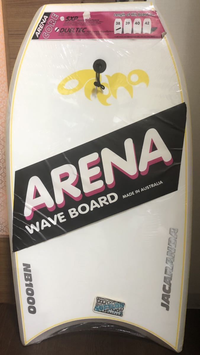 レア ARENA WAVE BORD レングス38未開封品＆フィン＆ B-B PRO BODY BORD GEAR 専用携行袋 セット ボディボード アリーナ 足ヒレ_画像2