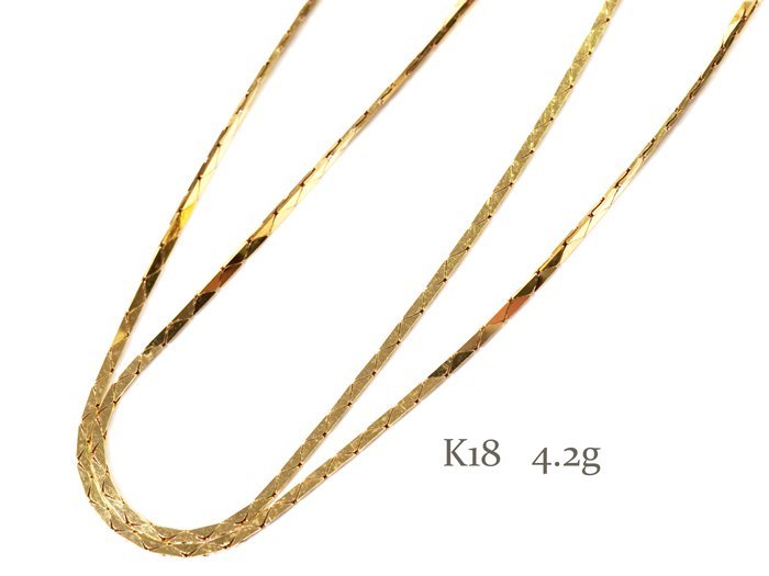 K-11☆地金 K18 デザインチェーン ネックレス 4.2g/約40cm