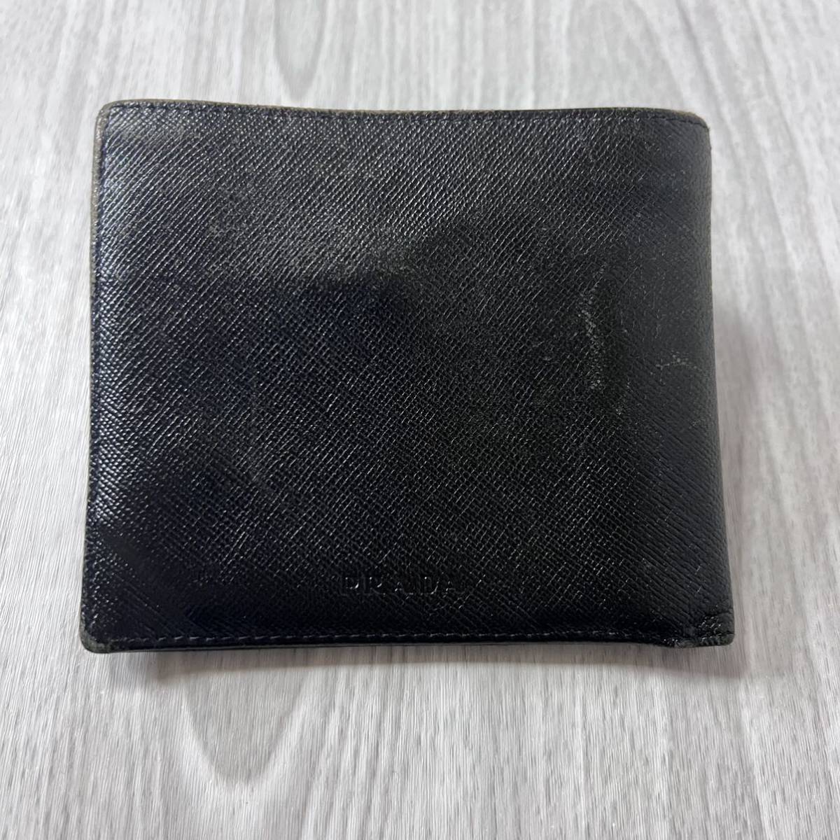品 PRADA 折り財布 ブラック プラダ(二つ折り財布（小銭入れあり 