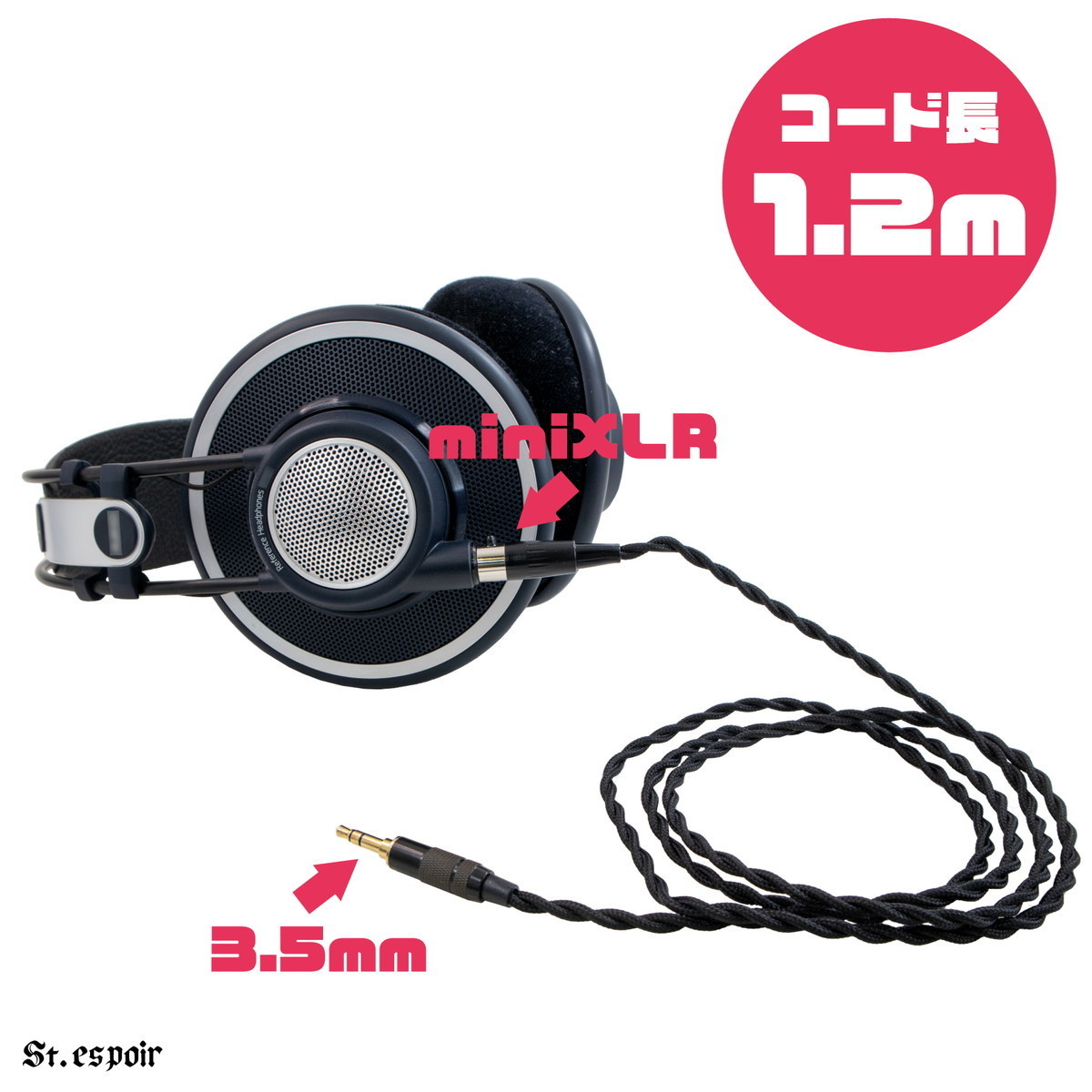  high grade headphone cable 1.2m mini XLR 1.2m nylon coating li cable * for exchange 3 ultimate Mini XLR plug. equipment .