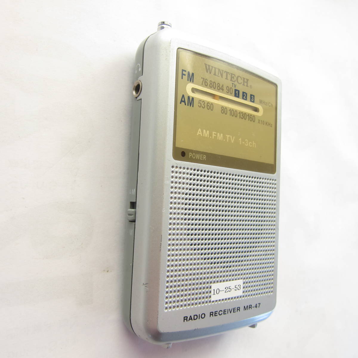 WINTECH ウィンテック AM/ワイドFMラジオ MR-47 難あり 新電池付 動作確認品 10-25-53_3.5mmイヤホン出力確認OK