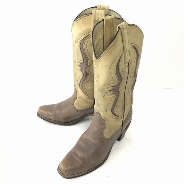 何でも揃う 80s-90s?USA製ビンテージ★FRYE/フライ【6.5B 24.0/ベージュ】本革/グッドイヤー製法/ペコスブーツ/ウエスタン/Vintage boots◆WB31-12 女性用 何でも揃う 80s-90s?USA製ビンテージ★FRYE/フライ【6.5B 24.0/ベージュ】本革/グッドイヤー製法/ペコスブーツ/ウエスタン/Vintage boots◆WB31-12 女性用