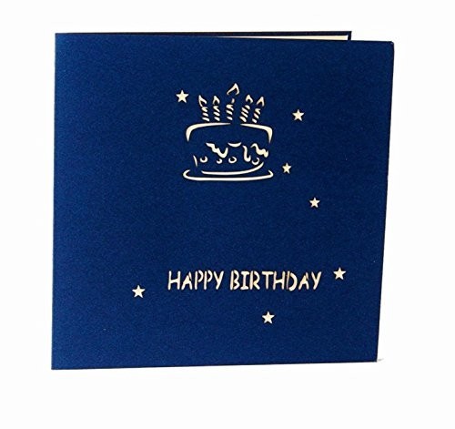 【新品即決】Happiest 誕生日 バースデー [ 立体 ] お祝い ホビー グリーティングカード 3D ポップアップ メッセージカード (ブルー)_画像7