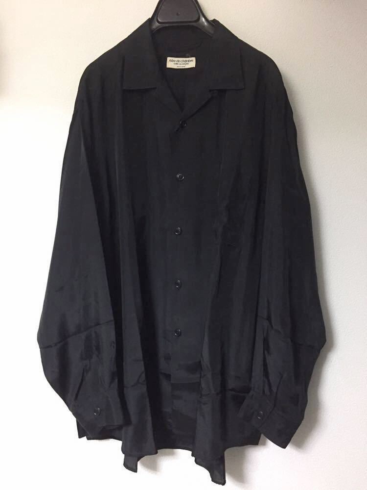 COMME des GARCONS オールド 80s オープンカラー レーヨンシャツ ブラック オーバーサイズ AD1989 ビンテージ 90s robe de chambre