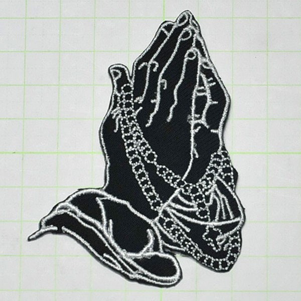 アイロンワッペン・パッチ 祈りの手とロザリオ zq_画像1