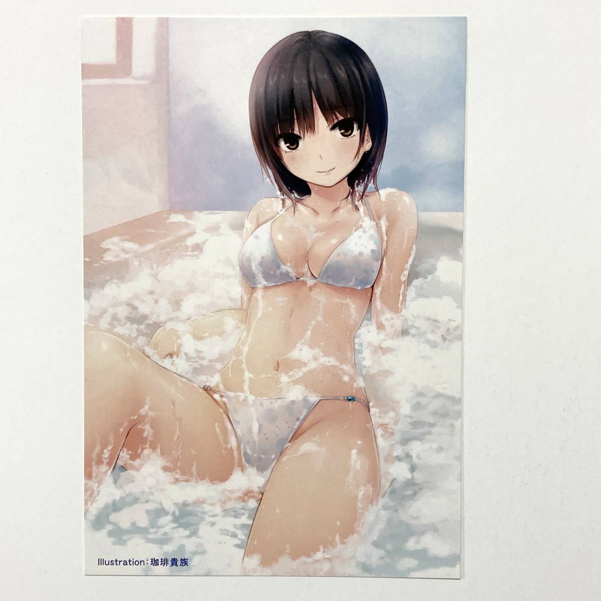 [ Coffee Kizoku * not for sale postcard ] Aoyama .. Aoyama san Blue Mountain coffee bean bath swimsuit bikini K-BOOKS Kei books po ska Z3