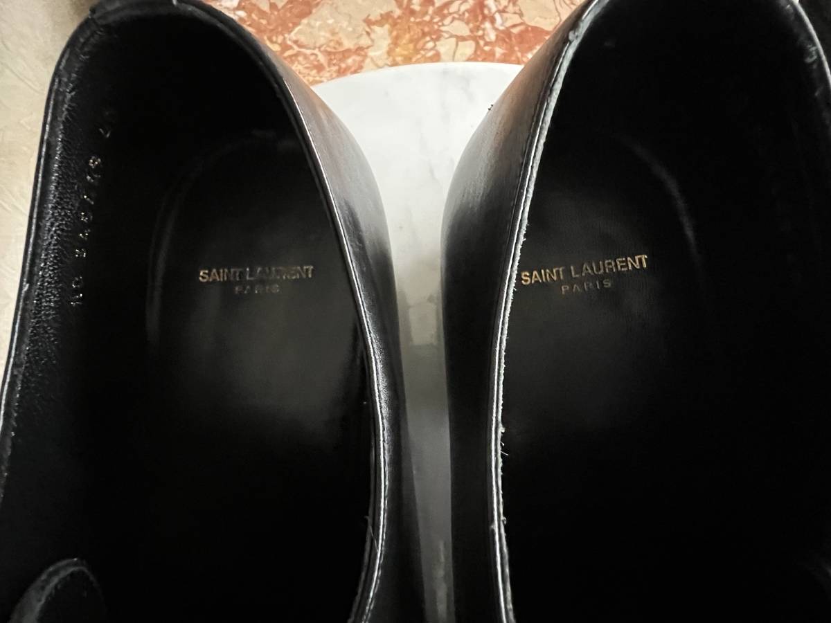 [ последнее снижение цены ]* прекрасный товар SAINT LAURENT PARIS / Western пряжка кожа обувь черный ботинки солнечный rolan Париж Эдди период 