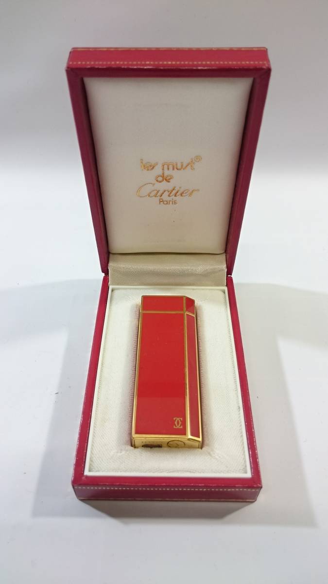 ◇◇喫煙道具 Cartier カルティエ ライター 赤 ゴールド 箱付き◇◇