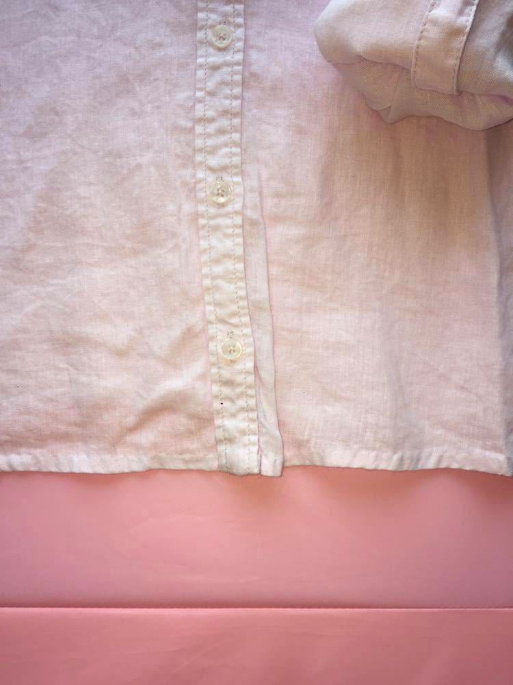 2枚セット 訳あり 桜色 レギュラー プレミアムリネンシャツ サイズ M 長袖シャツ ロールアップ 新品同様 ノンブランド_画像3