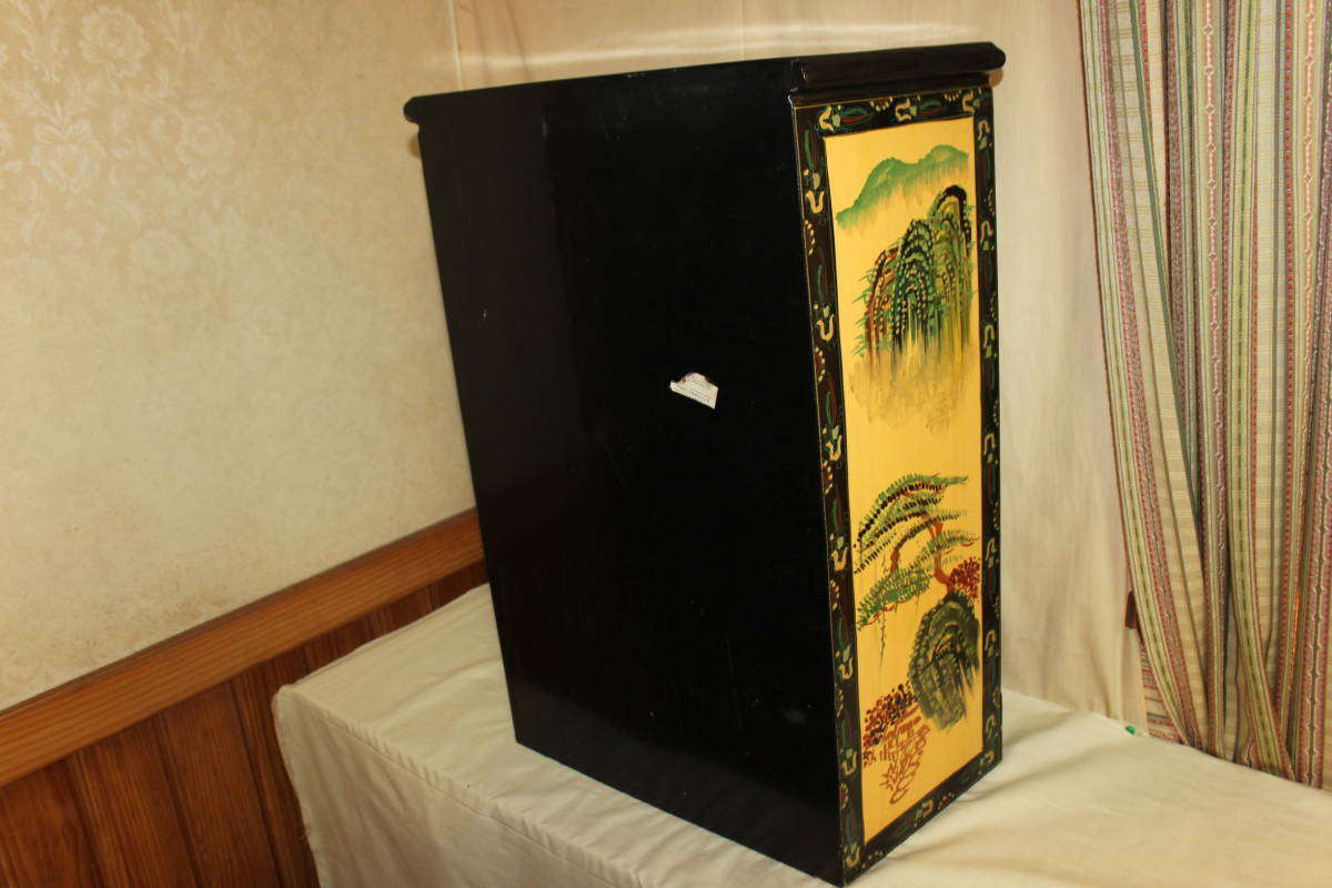 * excellent article black lacquer China fine art flowers and birds writing sama 4 cup ... sound . cabinet / display shelf / night table / chest of drawers / chest / drawer / shino wazli/ old . antique 