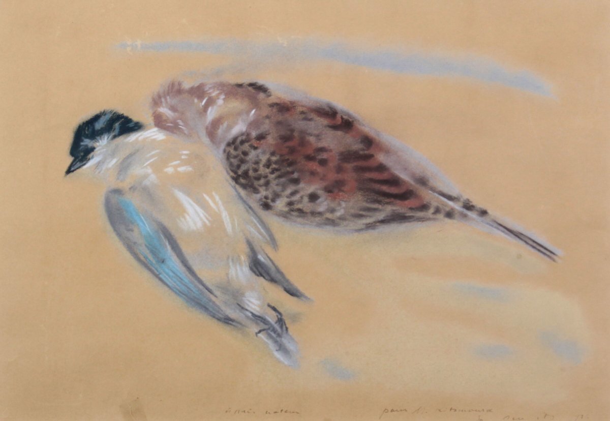 伊藤 廉『二羽の鳥』パステル画 絵画 - 北海道画廊_画像2