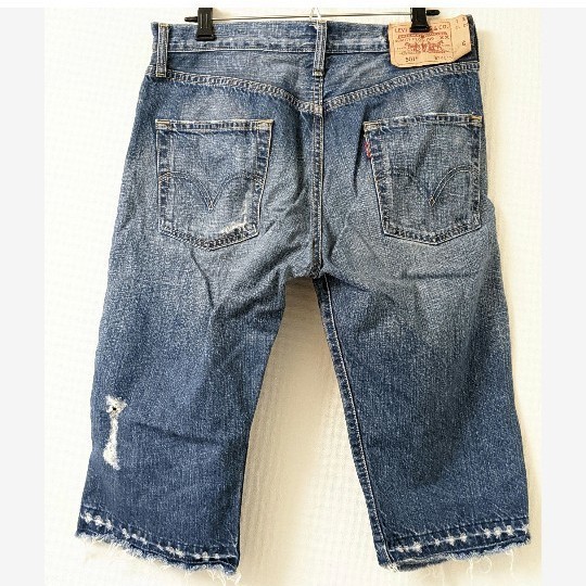 Levis 501  ダメージ加工　ボタンフライ　クロップドジーンズ　デニム