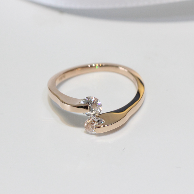 K18PG розовое золото кольцо кольцо открытый кольцо бриллиант большой Yahoo! p кольцо вилка кольцо K18WG K19YG простой сверху товар 