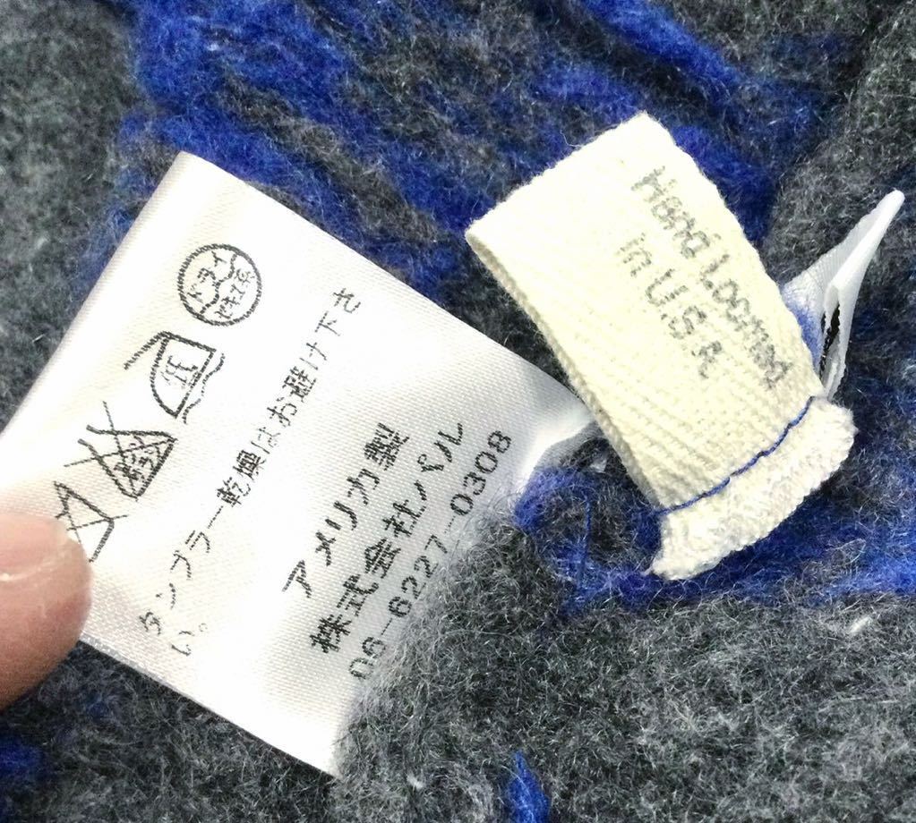 美品「CASMARI」ハンドメイド 柄デザイン Vネック カシミア ロングカーディガン Blue×Gray SIZE:1/S USA製