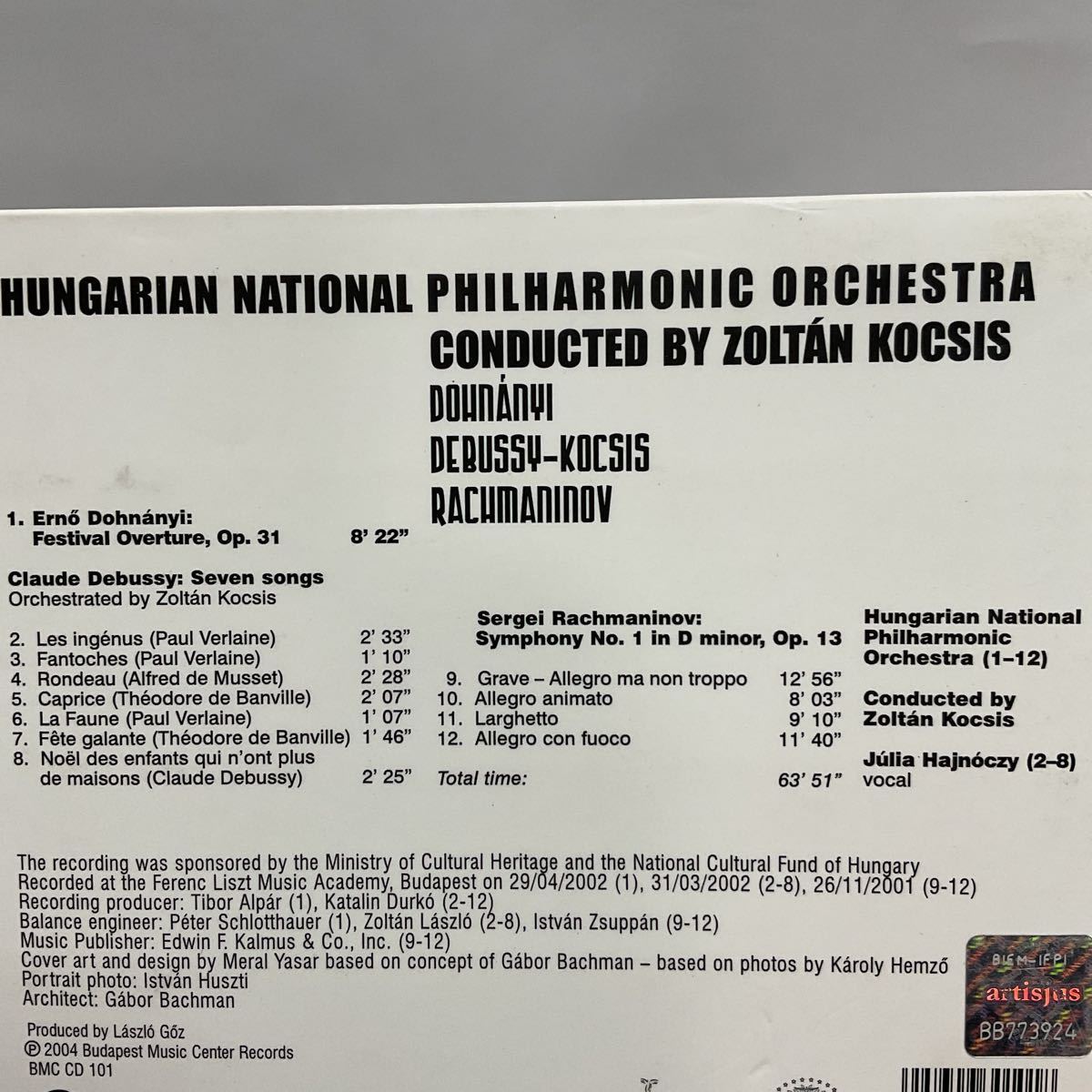 HUNGARIAN NATIONAL PHILHARMONIC ORCHESTRA CONDUCTED BY ZOLTAN KOCSIS サイン入り_画像3