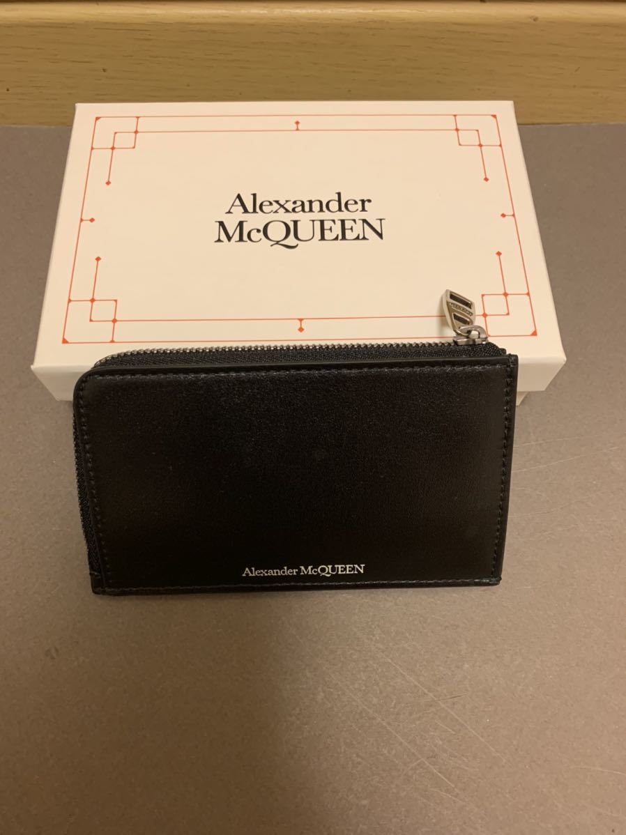 正規 美品 20AW ALEXANDER McQUEEN アレキサンダーマックイーン ロゴ フラグメント コイン カード ケース 小銭入れ 財布 ウォレット 黒
