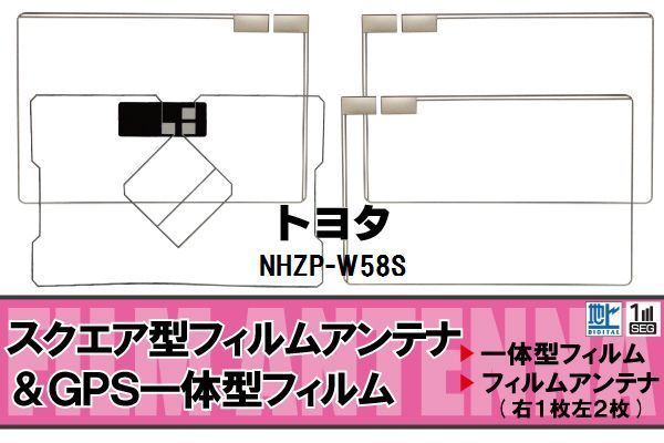 スクエア型 フィルムアンテナ 地デジ トヨタ TOYOTA 用 NHZP-W58S 対応 ワンセグ フルセグ 高感度 車 高感度 受信