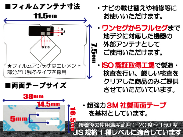 三菱 MITSUBISHI 用 GPSアンテナ フィルム 両面テープ セット NRMZ03 地デジ ワンセグ フルセグ 高感度 ナビ 汎用_画像2