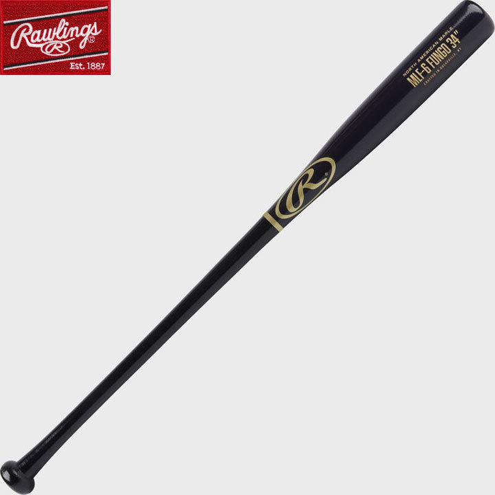  【日本未発売】 ローリングス 野球 木製 ノックバット RAWLINGS MAPLE FUNGO BAT メープル 86cm rwmlf-black34_画像1