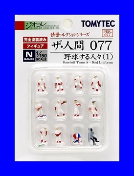 ザ・人間077 野球する人々（１）TOMYTEC　ジオコレ　情景コレクションシリーズ　鉄道模型　人　人間　ミニチュア　1/150　Nゲージ