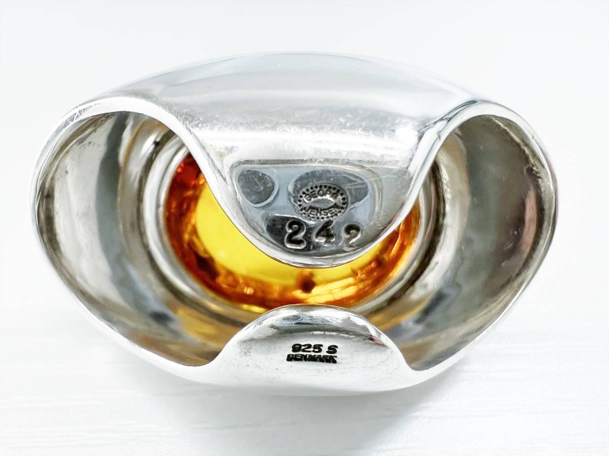 レア Georg Jensen ジョージジェンセン シルバー アンバー リング 925