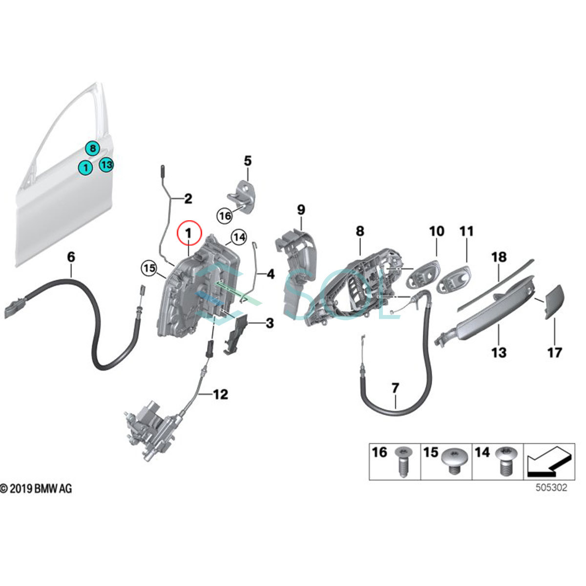 BMW F45 F46 フロント ドアロックアクチュエーター 左側 218i 218d 218dX 220i 225iX 225xe 51217281935 出荷締切18時_画像4