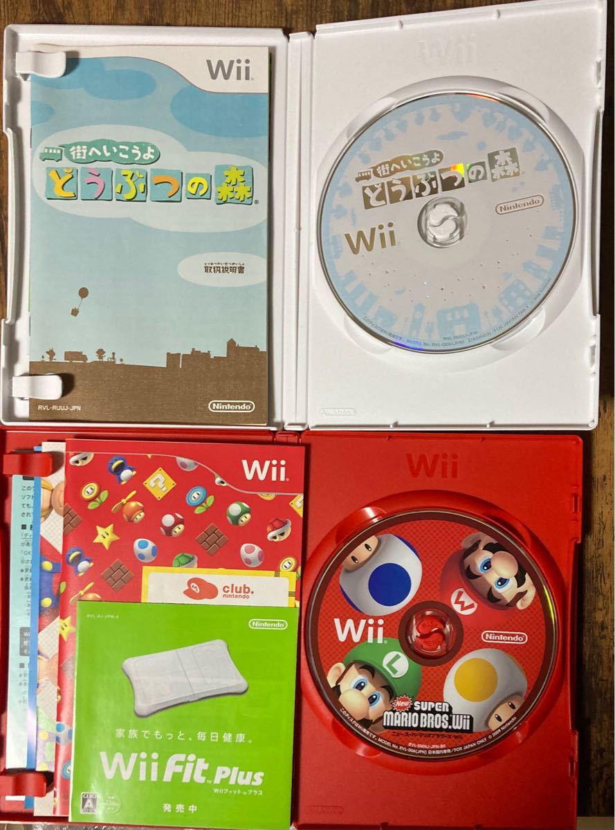 Wiiソフト　 どうぶつの森　ニュー・スーパーマリオブラザーズ　wiiFitplus 3点セット　送料無料