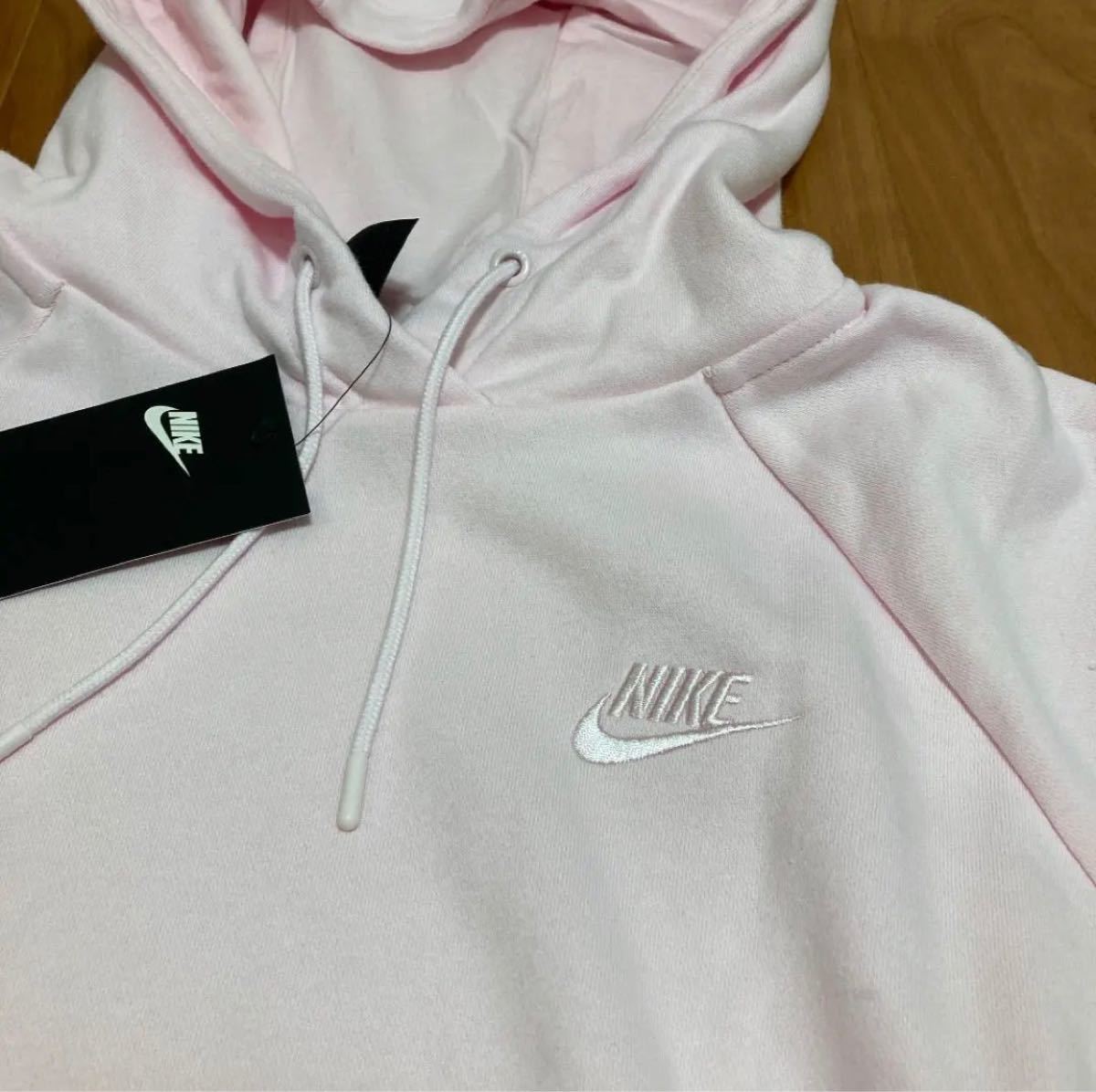 新品。NIKE パーカー  L パステル　ピンク　ワンピース スウェットパーカー NIKE パーカー タグ付き