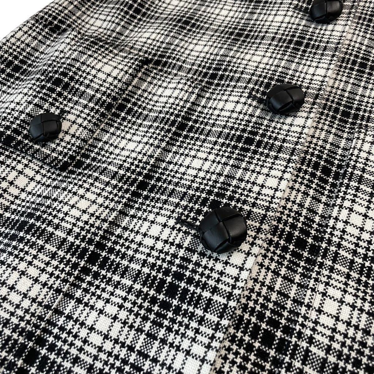 超美品】BURBERRY モノトーン チェック Aライン ロングコート-