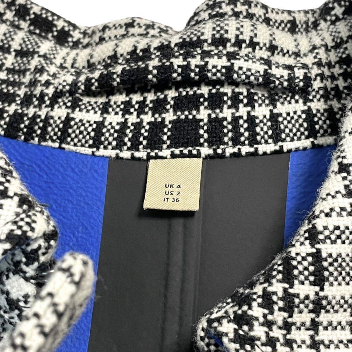【超美品】BURBERRY モノトーン チェック Aライン ロングコート