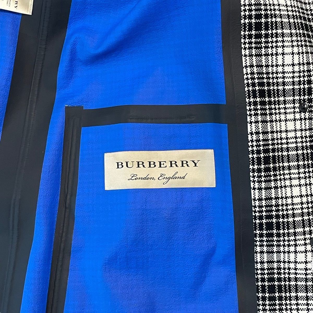【超美品】BURBERRY モノトーン チェック Aライン ロングコート