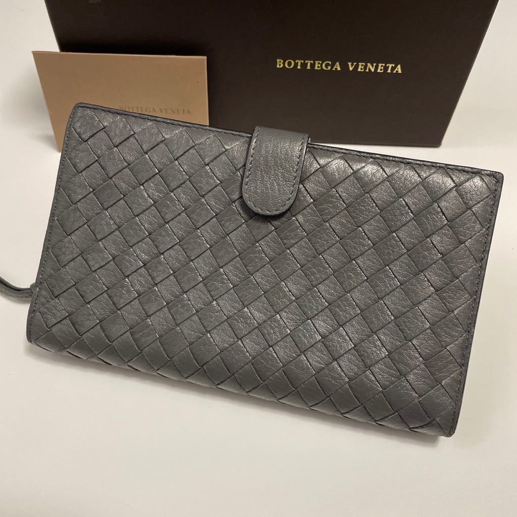 新規購入 ☆BOTTEGA VENETA 本物保証】 グレー【鑑定済み 本革 ホック