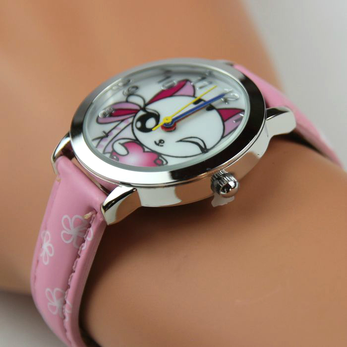 ◆猫が好き◆猫柄腕時計 キッズウォッチ 子供向時計 プレゼント ウィンクネコ ピンク Wa02pi_画像7