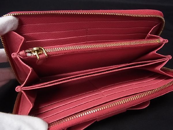1円 □美品□ PRADA プラダ 1ML506 サフィアーノレザー リボン