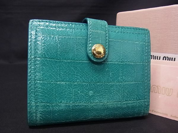 注目ショップ ミュウミュウ miumiu 折りたたみ財布 ウォレット クロコ