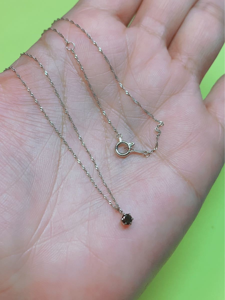 K18pg 天然 ブラック ダイヤモンド 0.01ct ダイヤ ネックレス www