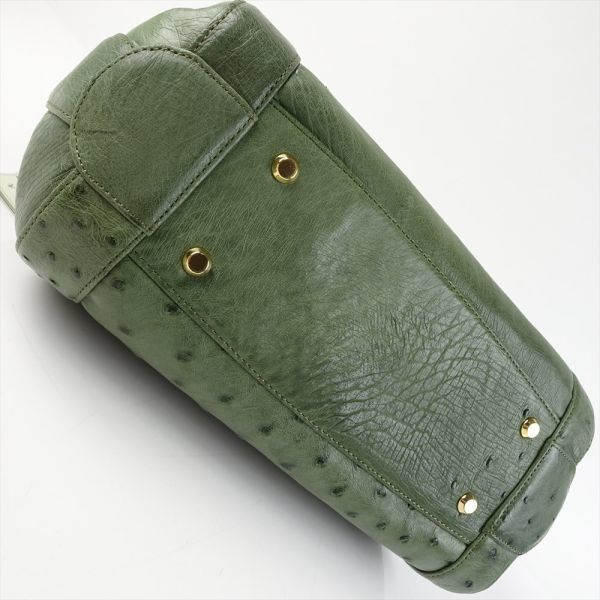  прекрасный товар Ostrich 2WAY сумка на плечо ручная сумочка зеленый зеленый кожа небольшая сумочка наклонный .. возможность кожаная сумка натуральная кожа вставка широкий 4408