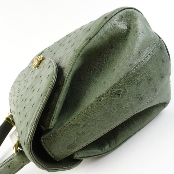  прекрасный товар Ostrich 2WAY сумка на плечо ручная сумочка зеленый зеленый кожа небольшая сумочка наклонный .. возможность кожаная сумка натуральная кожа вставка широкий 4408