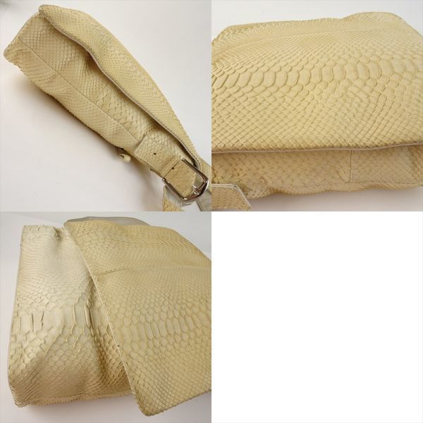  python leather . shoulder bag white messenger bag cream color diagonal .. flap card go in magnet pochette snake leather 4446