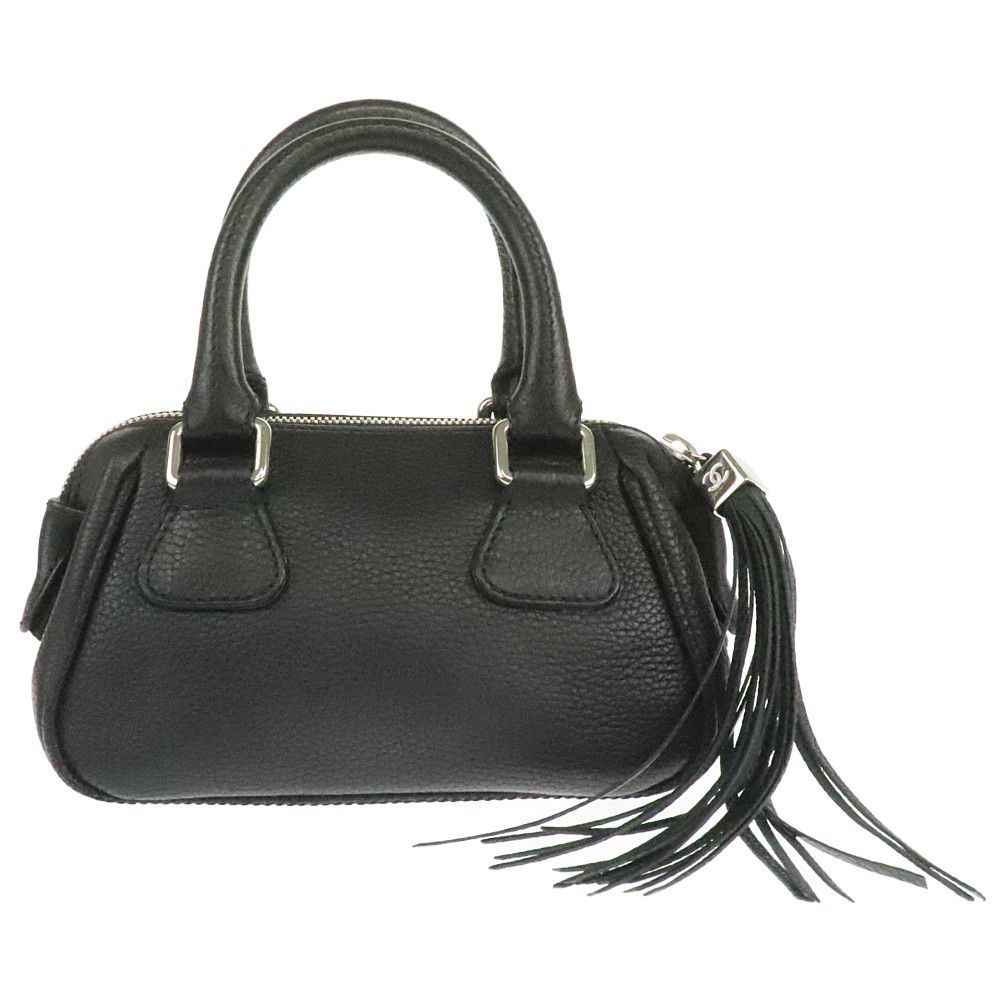 シャネル CHANEL タッセル ミニボストンバッグ ブラック レザー 中古A 269678_画像2
