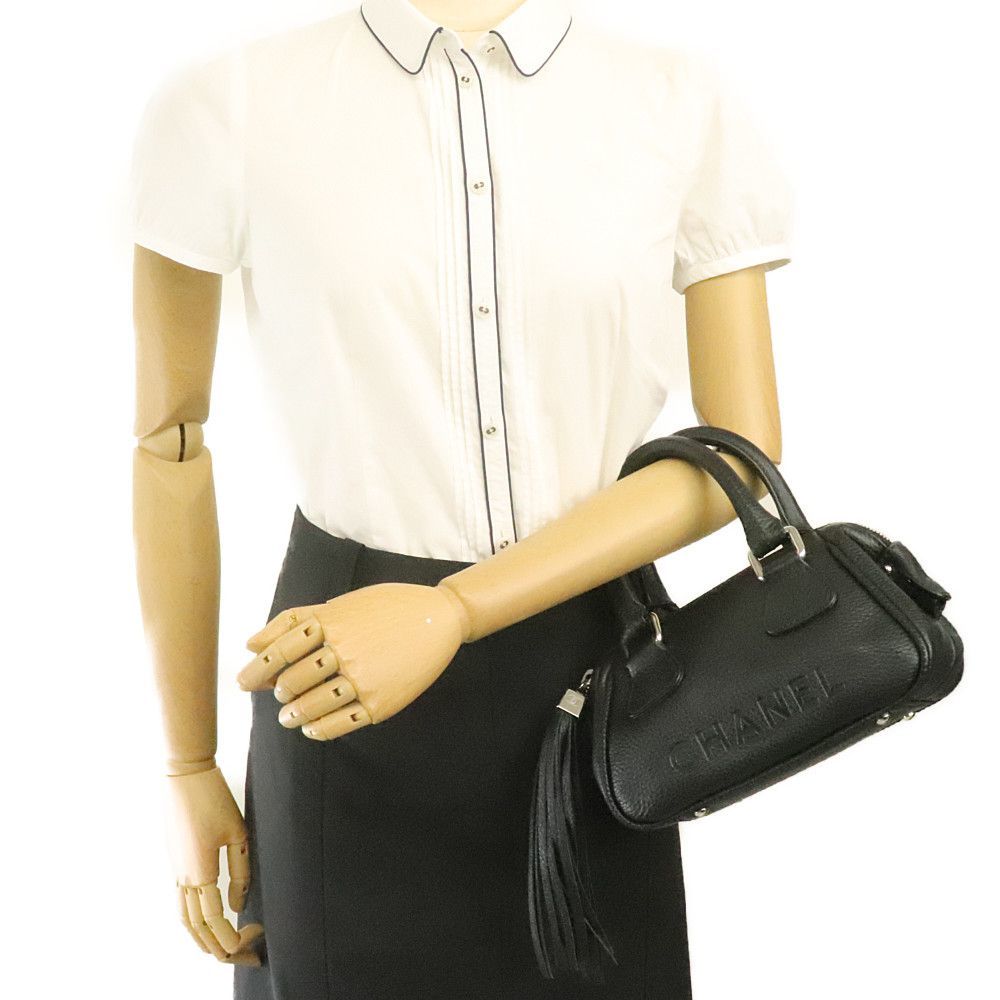 シャネル CHANEL タッセル ミニボストンバッグ ブラック レザー 中古A 269678_画像10