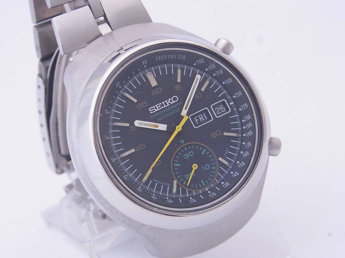 ○セイコー SEIKO シングルクロノ フジツボ型 黒文字盤 helmet