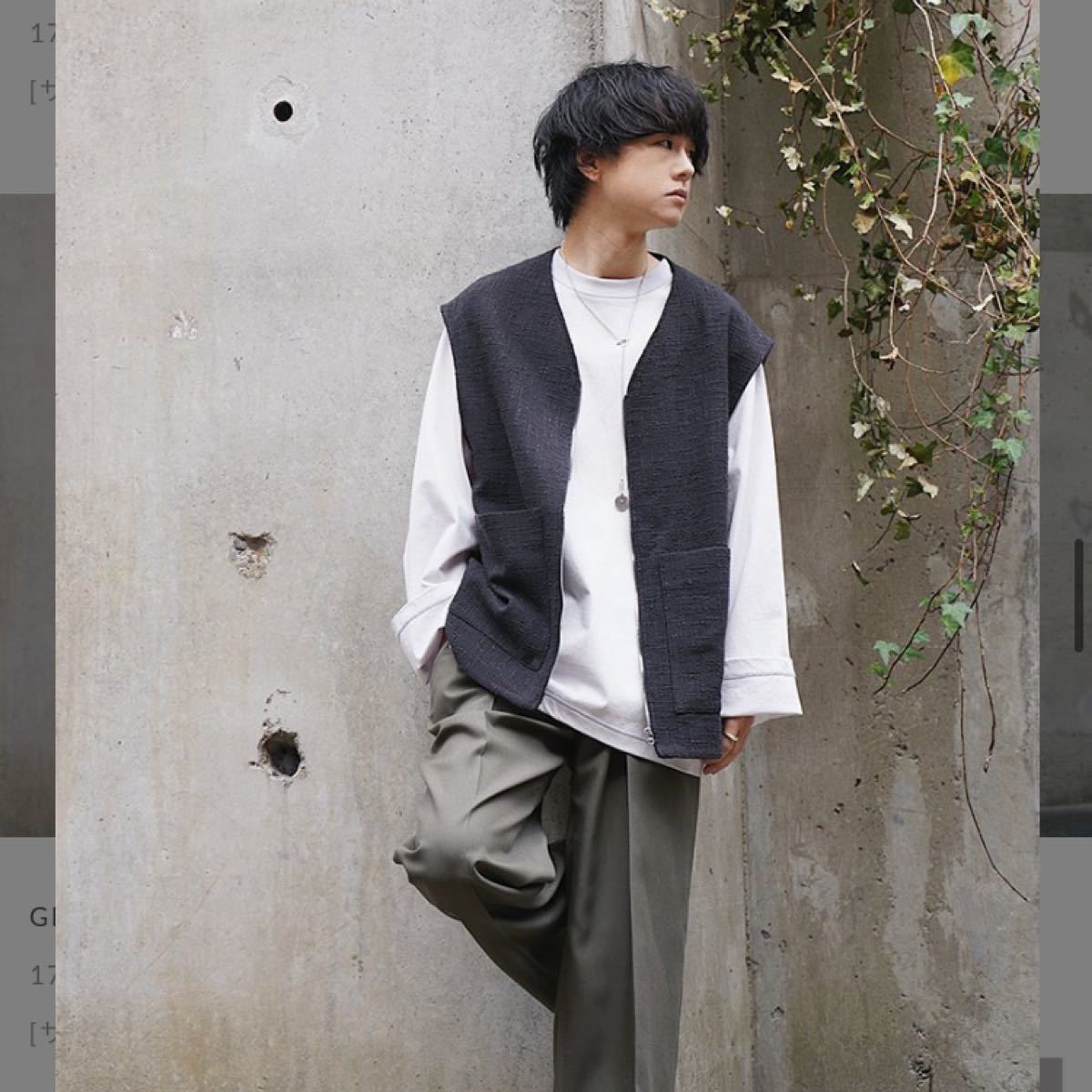 美品　LIDNM LIGHT TWEED ZIP VEST shade gray