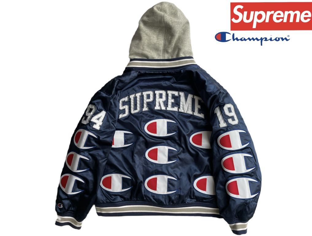 Supreme × Champion 18AW Hooded Satin Varsity Jacket シュプリーム